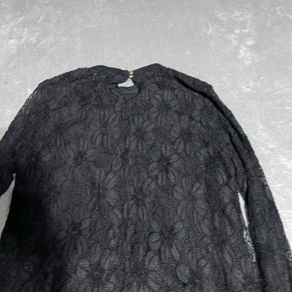 Altard State Top Womens Medium Black Lace Flounce Sleeve Whimsigoth Boho Dark - Picture 8 of 8